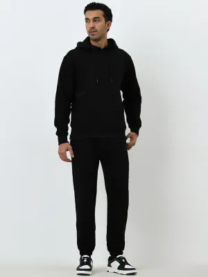 WES Casuals Black Relaxed-Fit Mid-Rise Track Pants