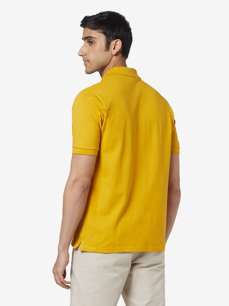 WES Casuals Mustard Relaxed-Fit Polo T-Shirt