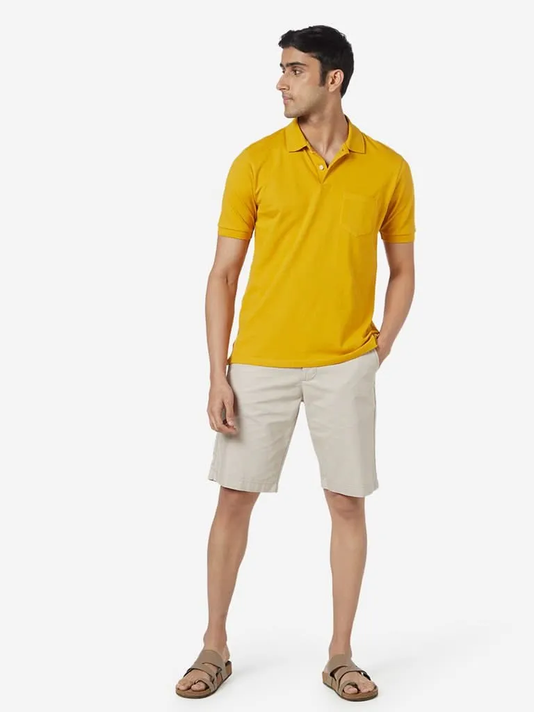 WES Casuals Mustard Relaxed-Fit Polo T-Shirt