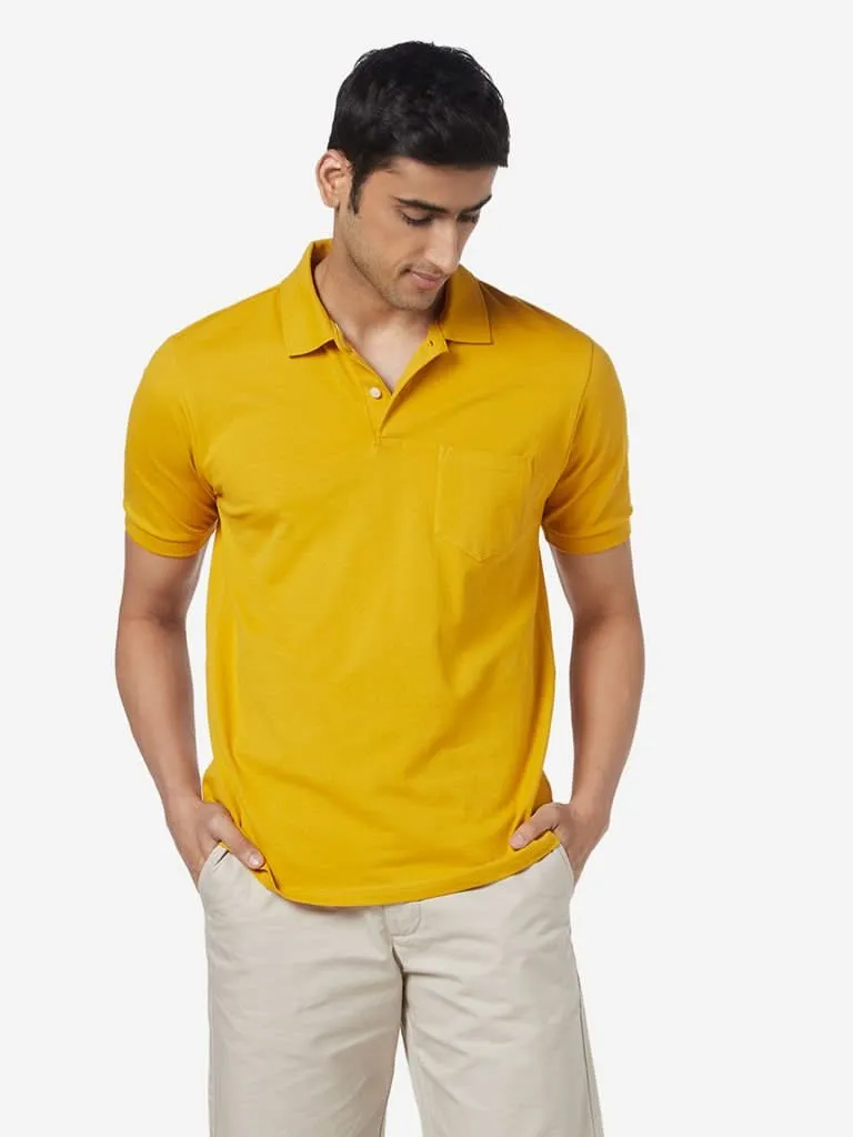 WES Casuals Mustard Relaxed-Fit Polo T-Shirt