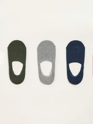 WES Lounge Multicolour Solid Cotton Blend Invisible Socks - Pack of 3