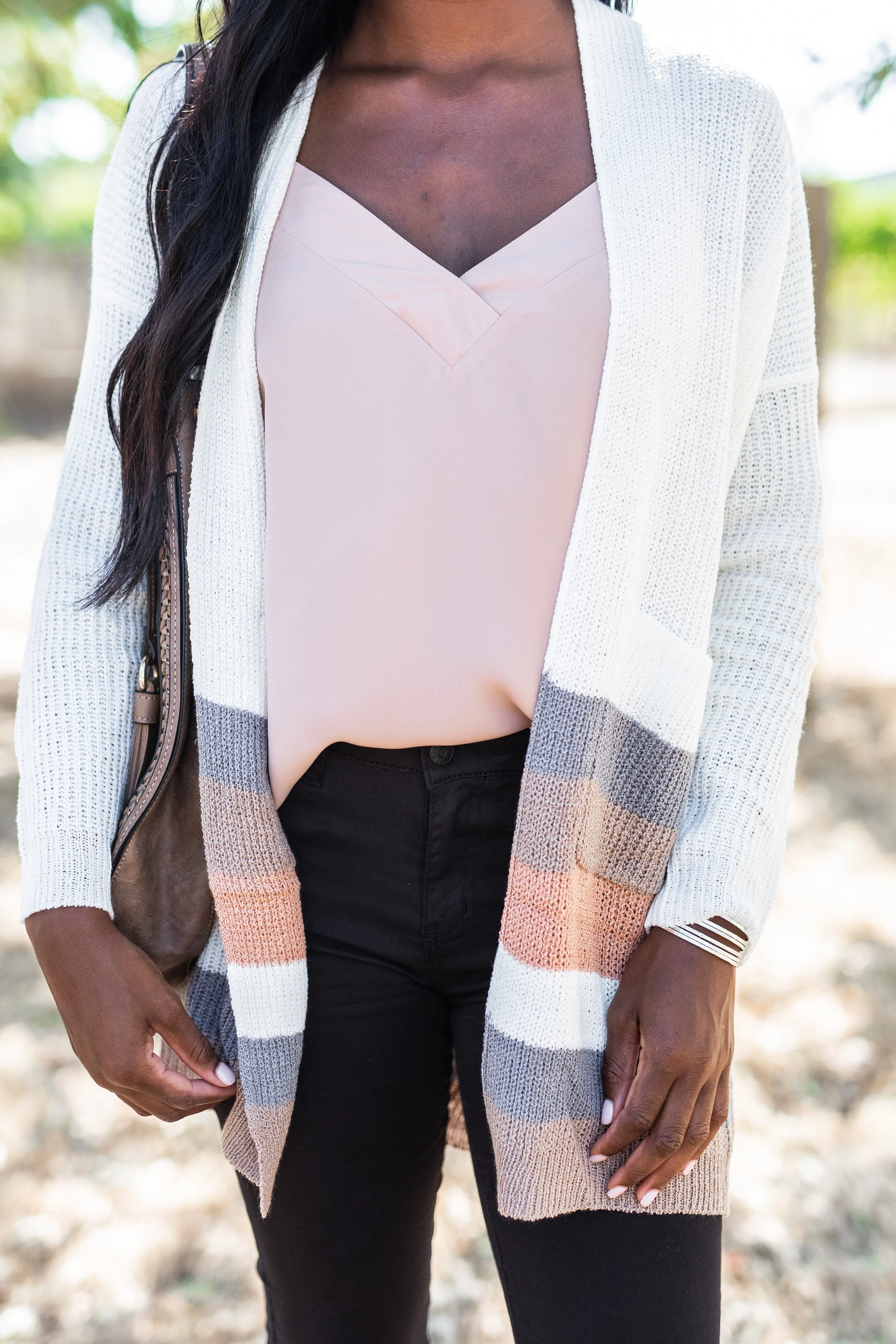 What They Say Ivory Multicolored Striped Cardigan