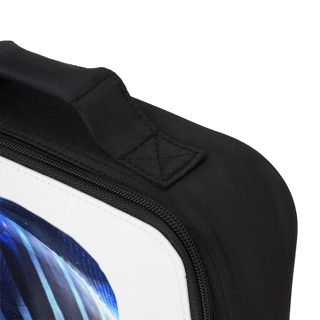 White and Blue Striped Fish Lunch Bag