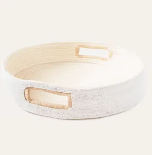 White Beaded Tray, large