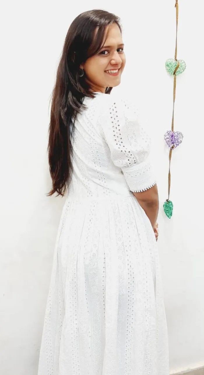 White Cotton Hakoba Chikan Maxi Dress