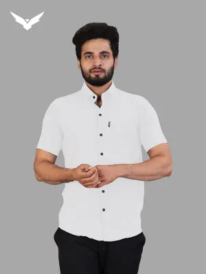 White Expandable Short Sleeve Shirt
