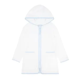 White French Terry Hooded Zipper Coverup
