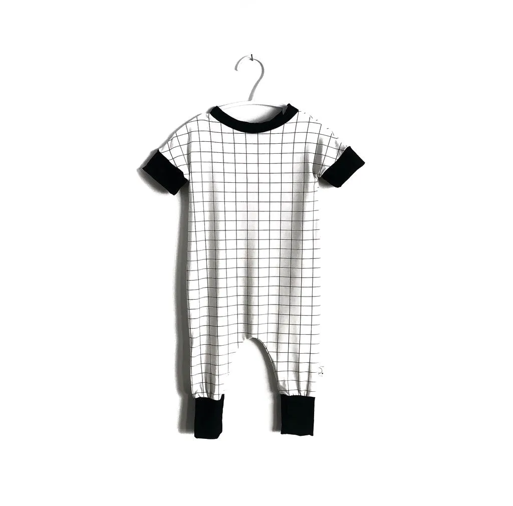 White Grid Tee Romper