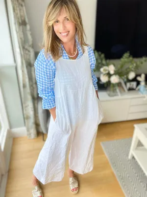 White Linen Dungarees
