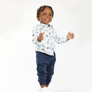 WHITE LONG SLEEVE GRAPHIC PRINT BOYS SHIRT