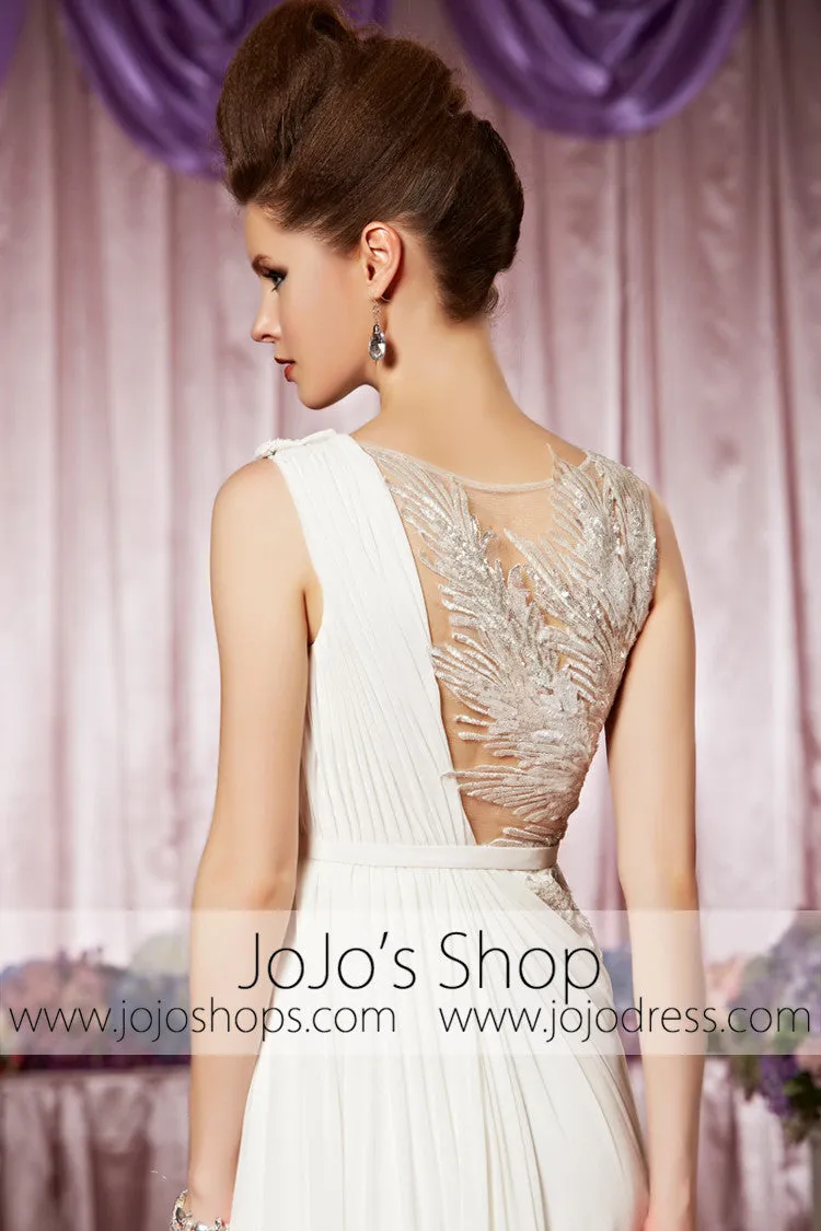 White Modest Grecian Chiffon Elegant Prom Formal Evening Dress CX830382
