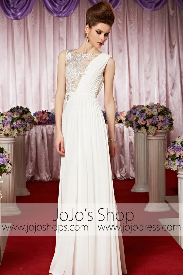 White Modest Grecian Chiffon Elegant Prom Formal Evening Dress CX830382