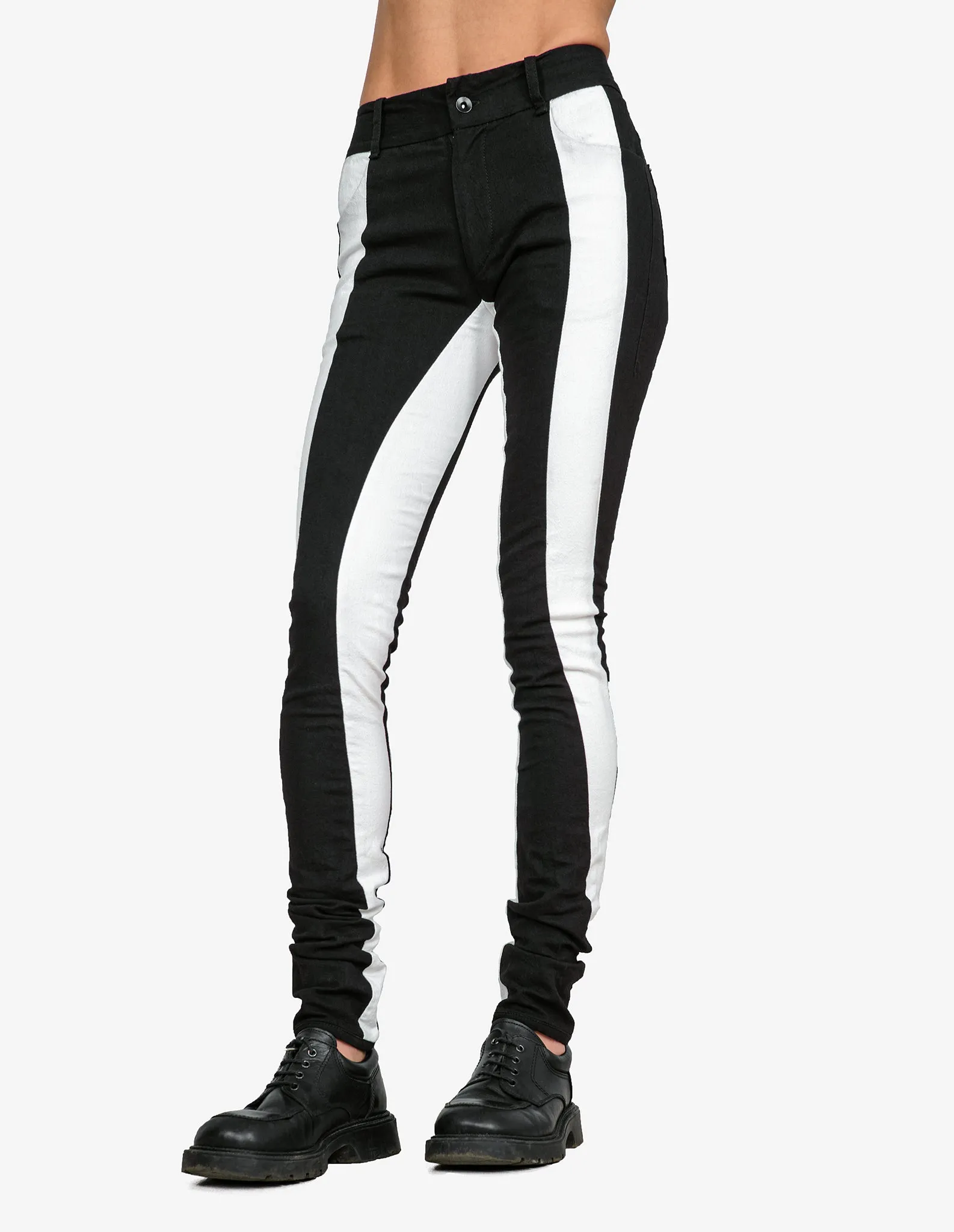 White-Patched Denim Pants