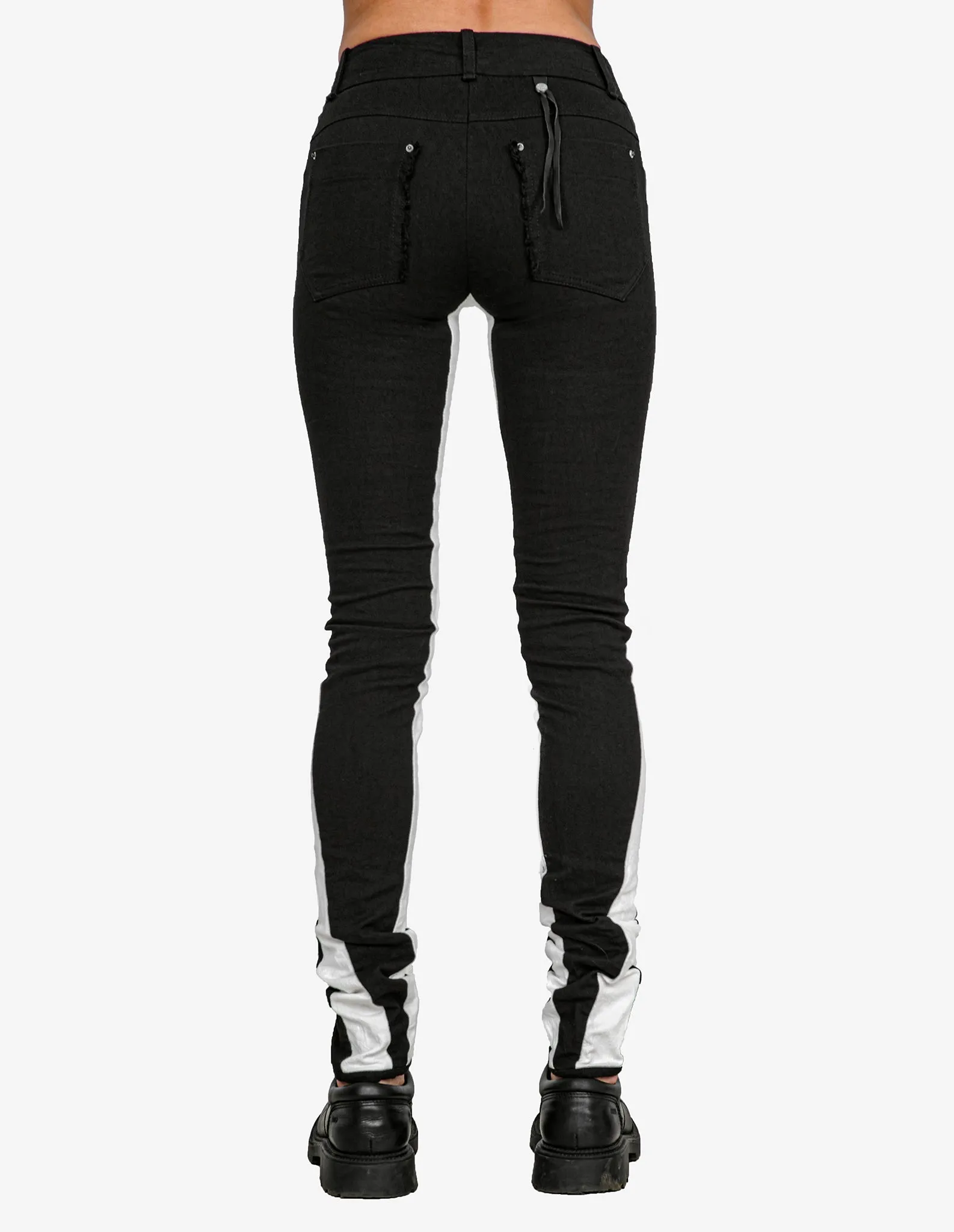 White-Patched Denim Pants