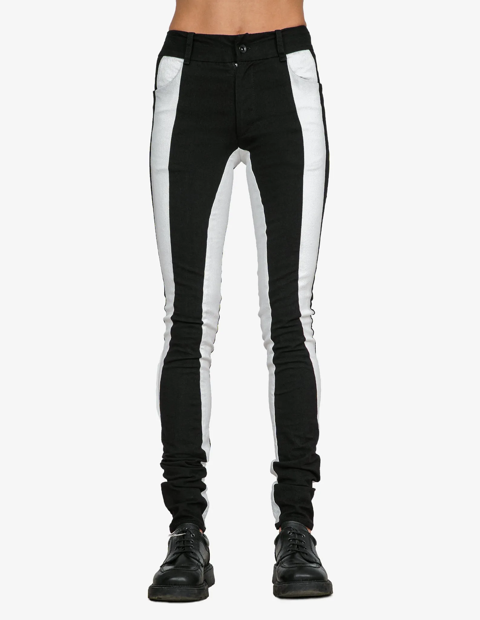 White-Patched Denim Pants