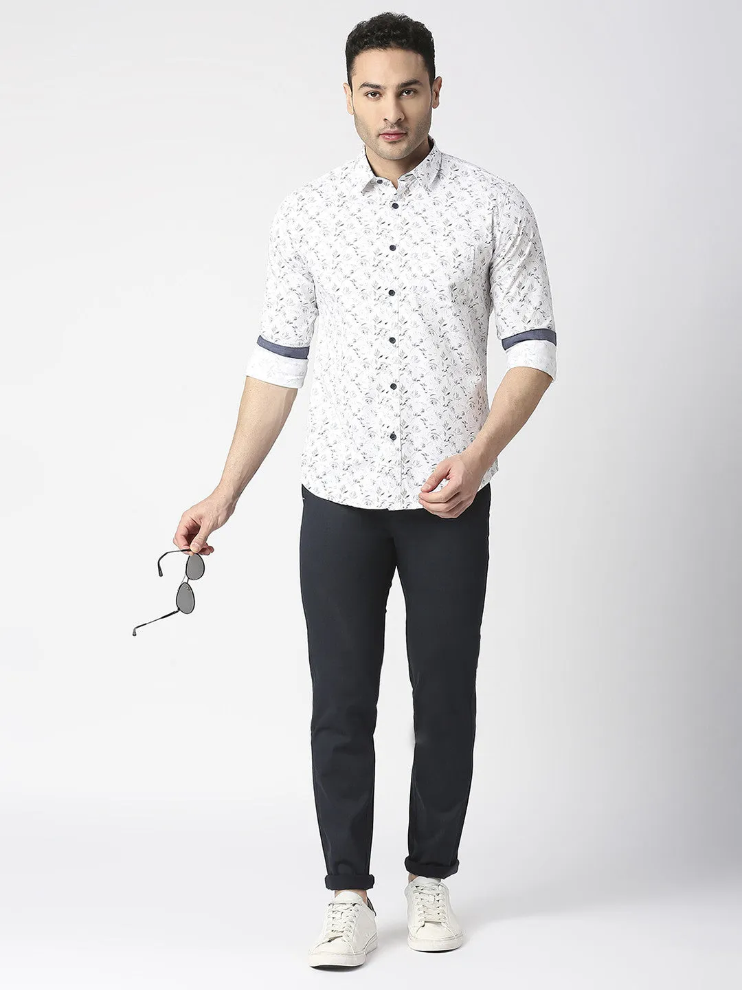 White Premium Cotton Twill Printed shirt