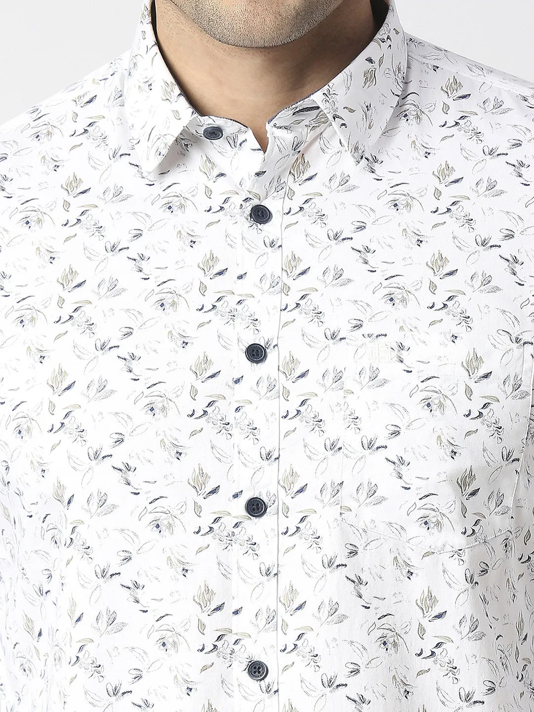 White Premium Cotton Twill Printed shirt
