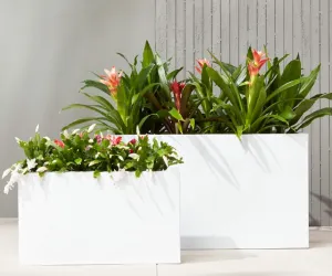 White Rectangular Fibre Planter RCT 02