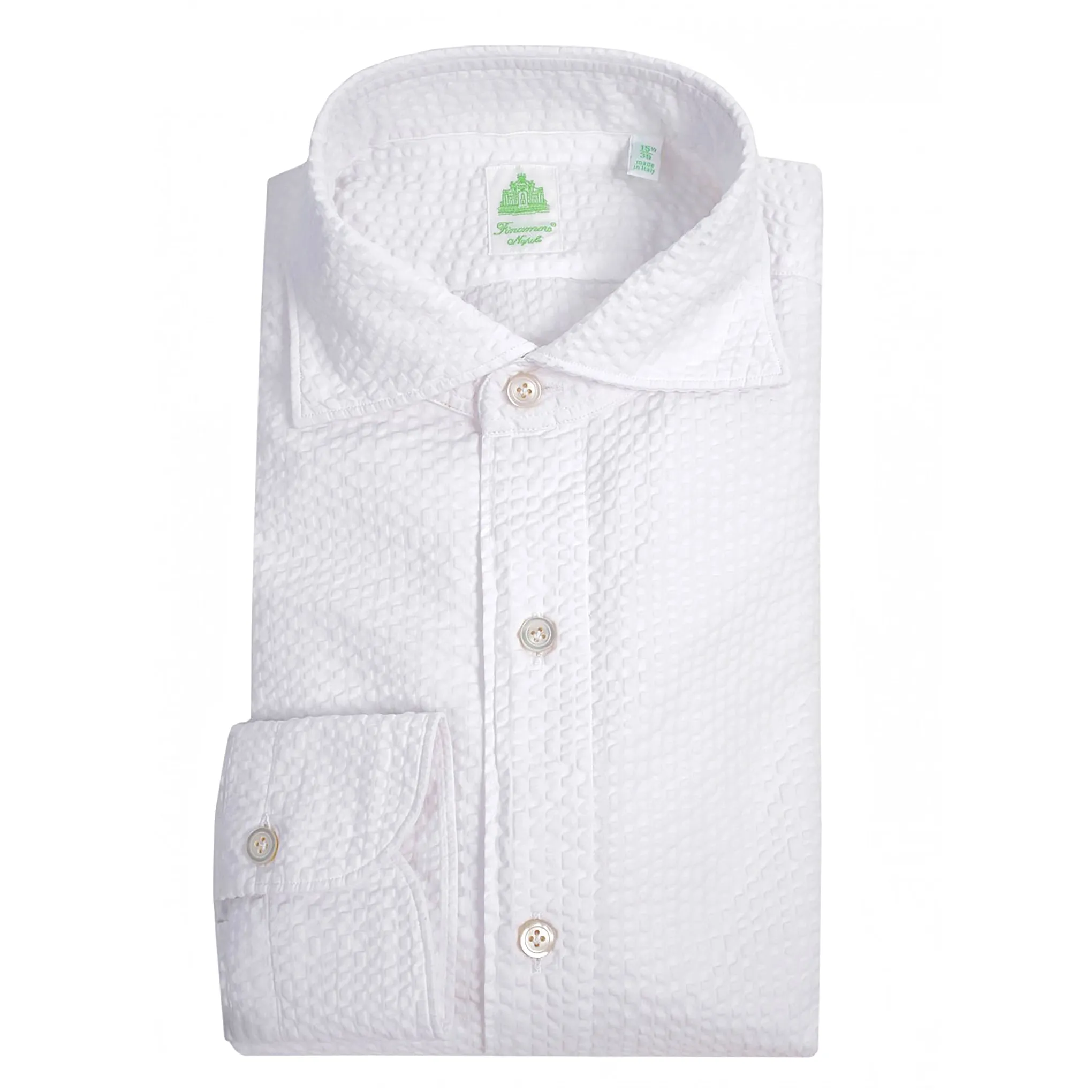 White seersucker slim fit shirt Tokyo Finamore 1925