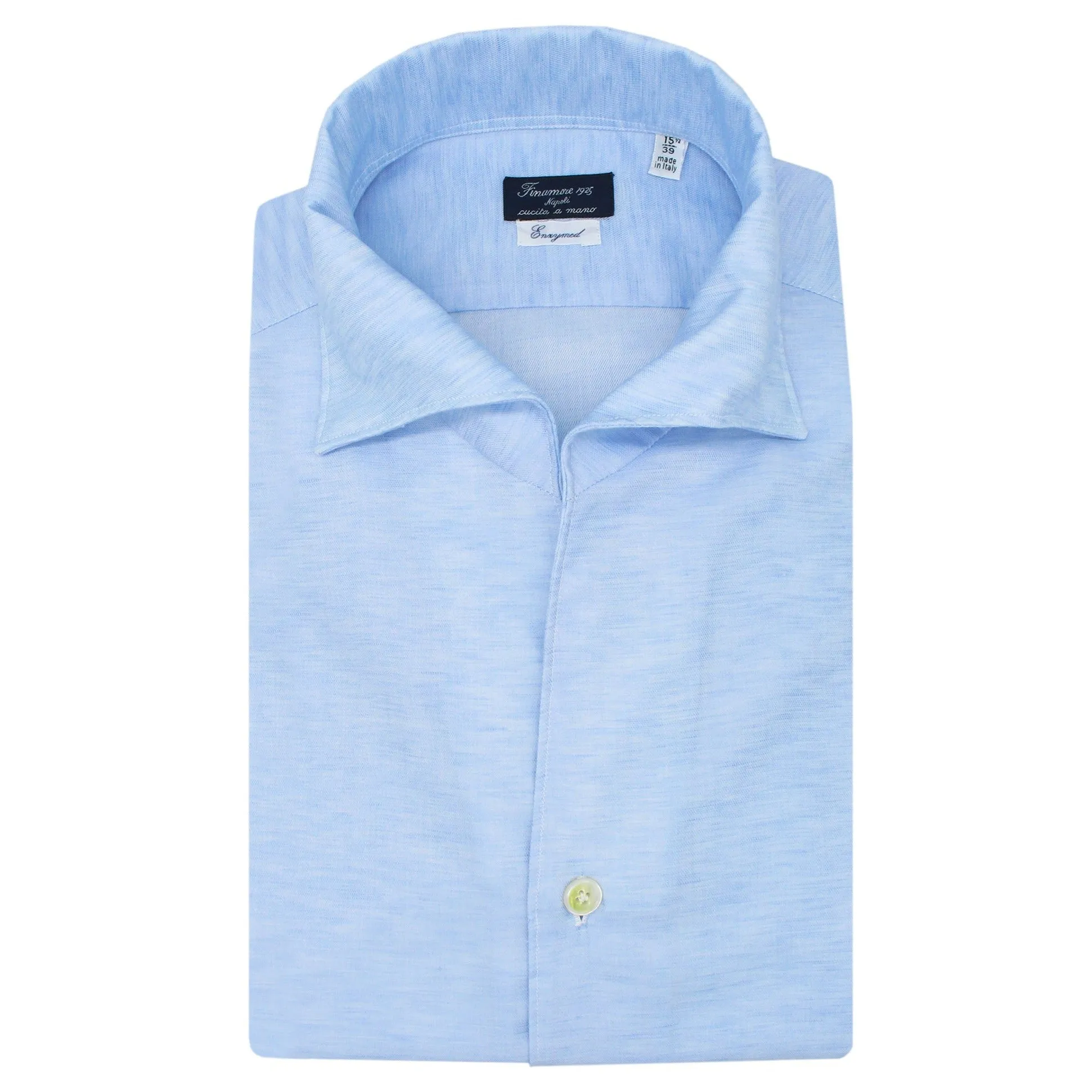 White slim fit shirt Milano Ustica collar, linen and cotton