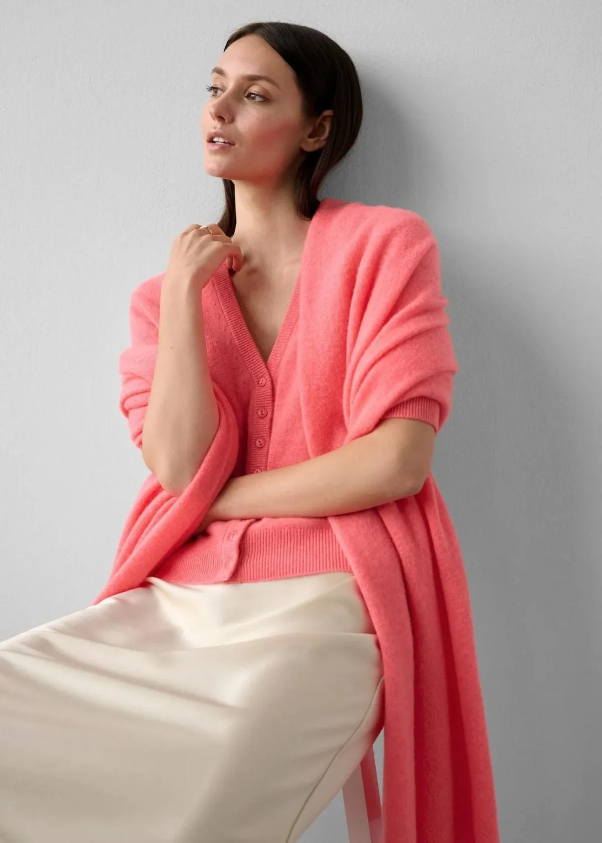 WHITE   WARREN Cashmere Travel Wrap - Popsicle Heather