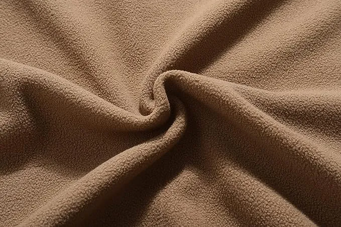 Wholesale Men's Full Zip Thermal Jackets With Pockets Soft Polar Fleece Coat - Brown