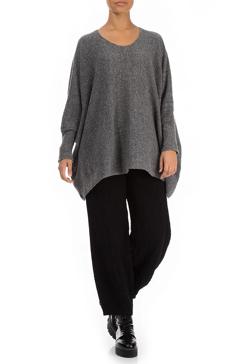 Wide Boxy Grey Wool Sweater