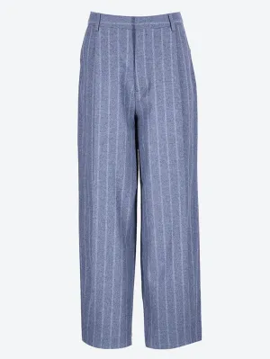 Wide pleated striped pants