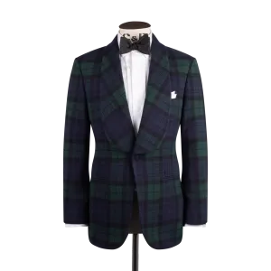 Wide Shawl Jacket in Tartan Cashmere