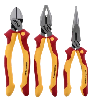 Wiha 32981 3 Piece Insulated Industrial Pliers-Cutters Set