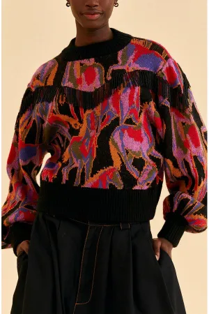Wild Horses Black Fringe Sweater