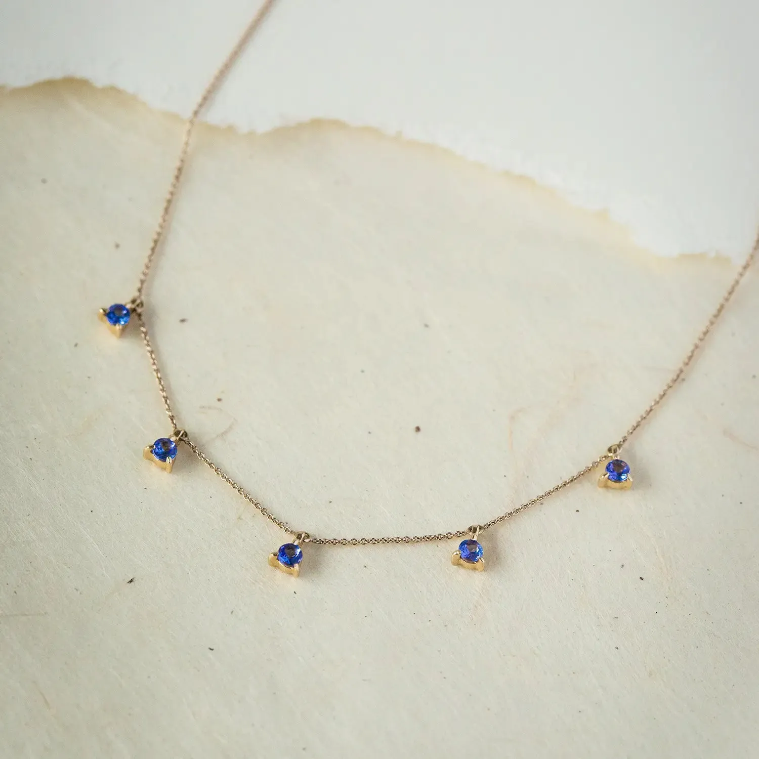 wildflower tanzanite petal necklace - 14k yellow gold, tanzanite