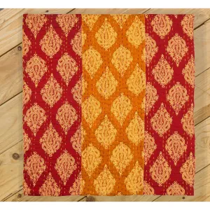 Wine red Stripe Blockprint Kantha Quilt