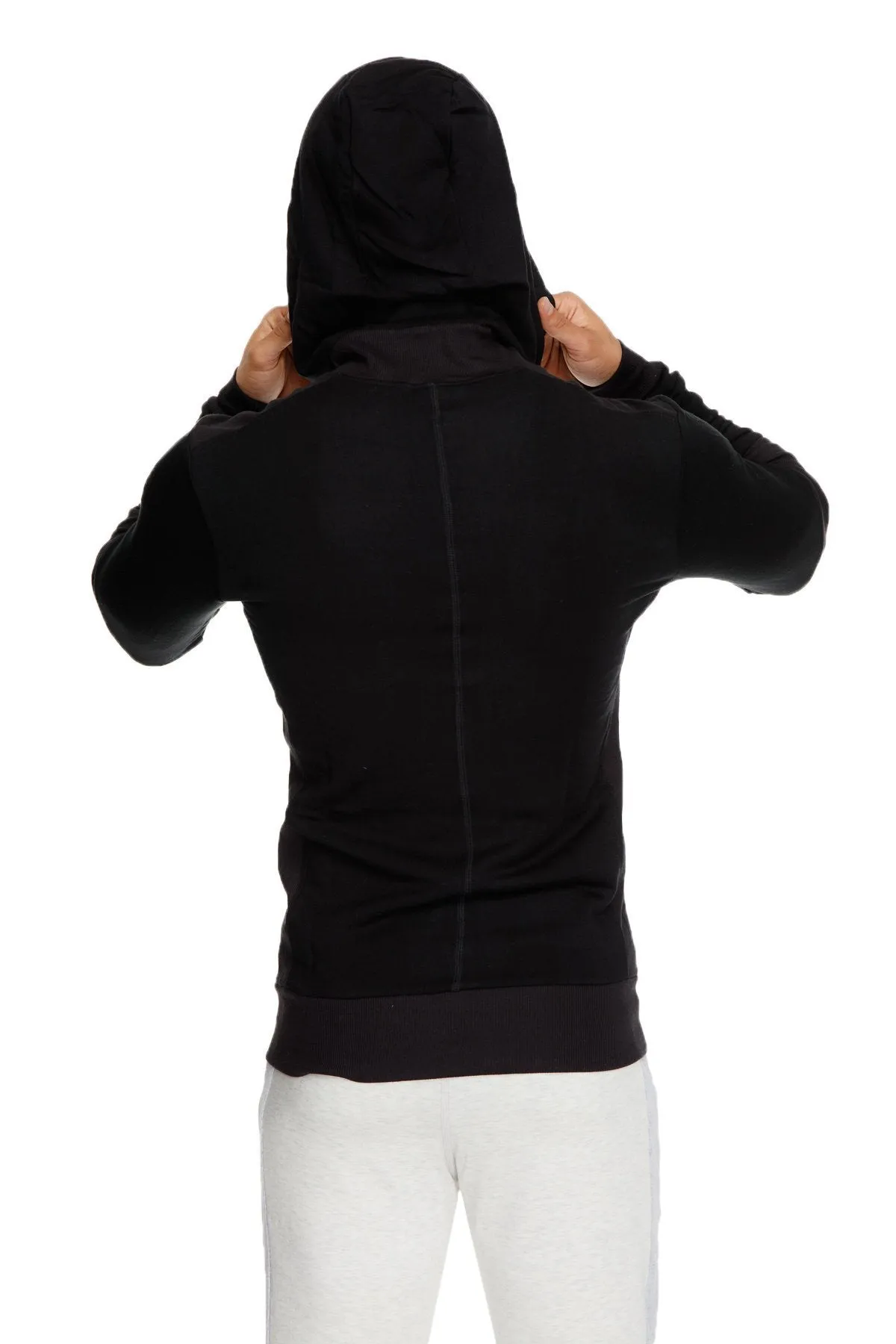 **Winter Collection** Mid-Weight LUXURY-Fleece Form-fit Crossover Yoga Track Hoodie (Black)