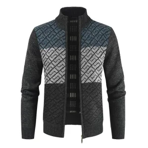 Winter Jagged Knitted Tricolor Cardigan