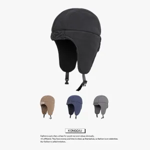 Winter thickened thunderbolt cap simple light board riding cap warm ear protection cap men and women against cold pilot cap