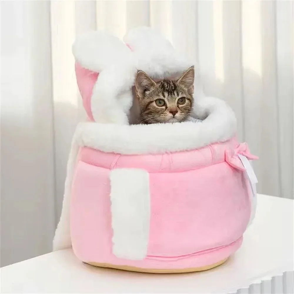 Winter Velvet Pet Backpack: Cozy Carrier for Small Dogs - Stylish Travel and Outdoor Adventures