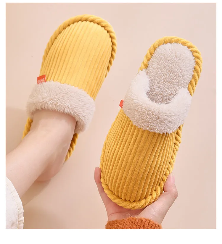 Winter Warm Non-slip Ladies Home Comfortable Corduroy Slippers Women