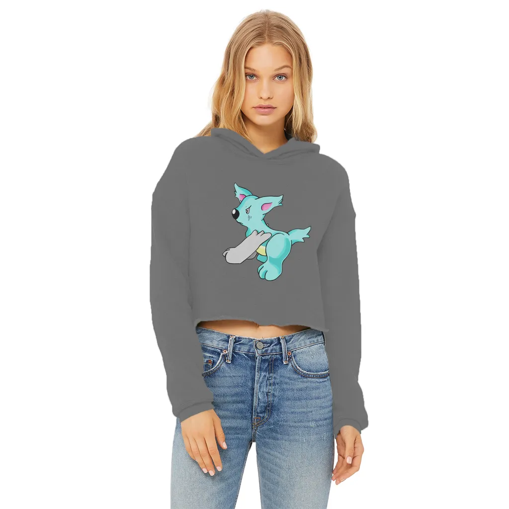 Wolfin Ladies Cropped Raw Edge Hoodie