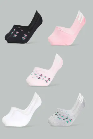Women Assorted Printed Invisible Socks (Pack Of 5)