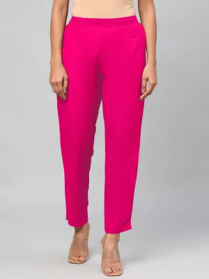 Women Fuchsia Solid Trouser