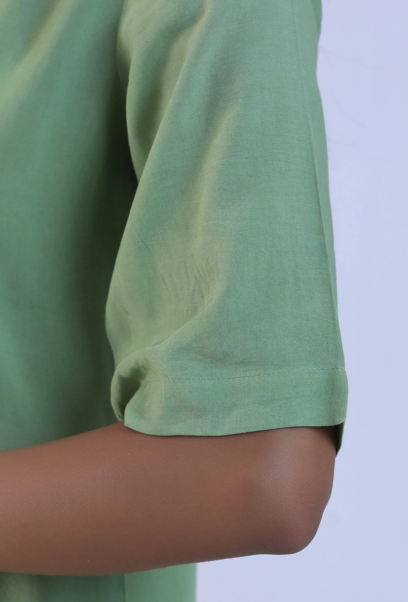 Women Green Cotton Kurta