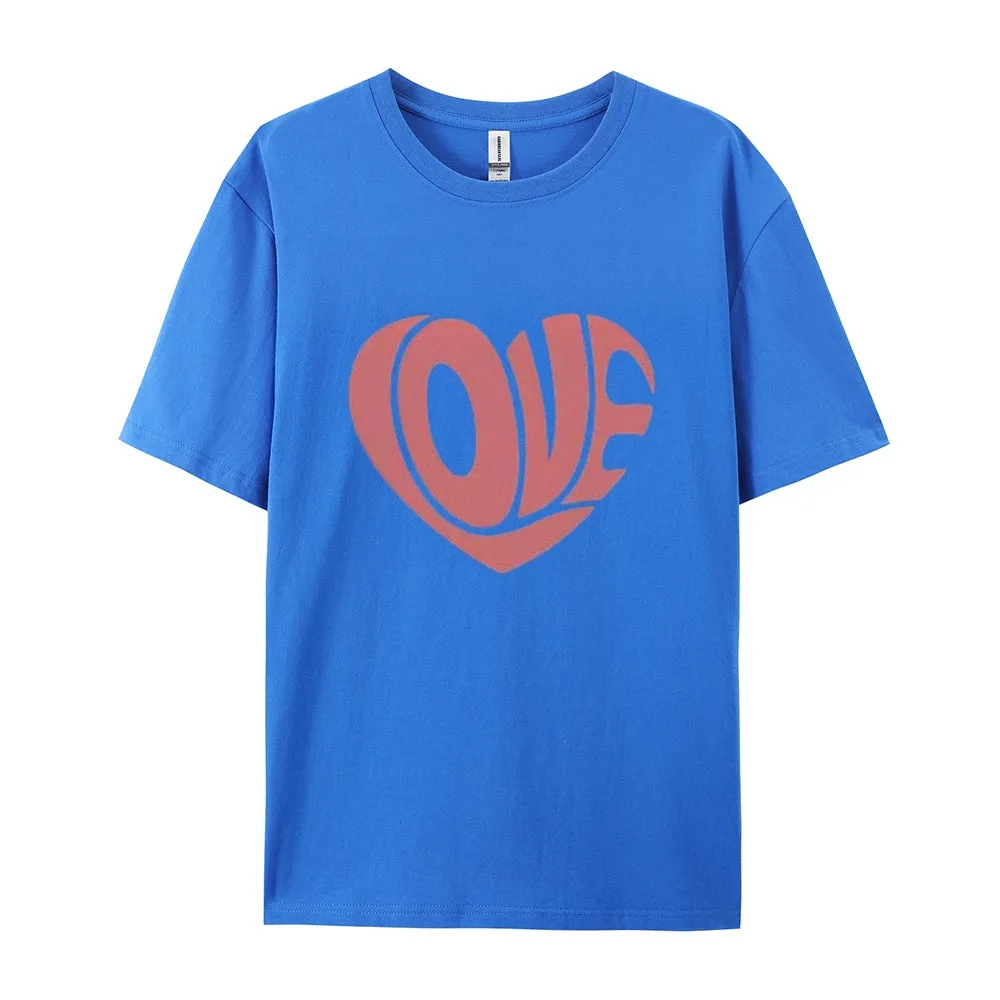 Women Love Pink Heart Valentine's Day Print  Graphic T-shirt