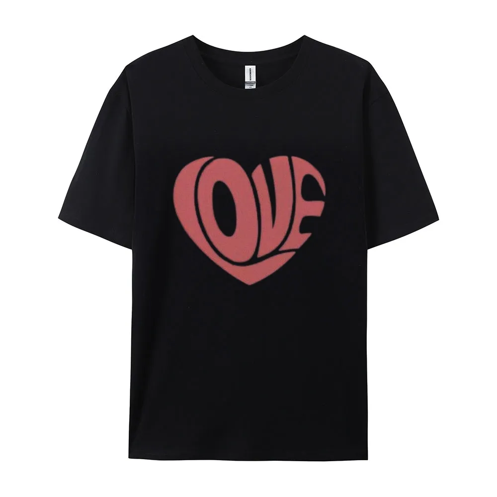 Women Love Pink Heart Valentine's Day Print  Graphic T-shirt