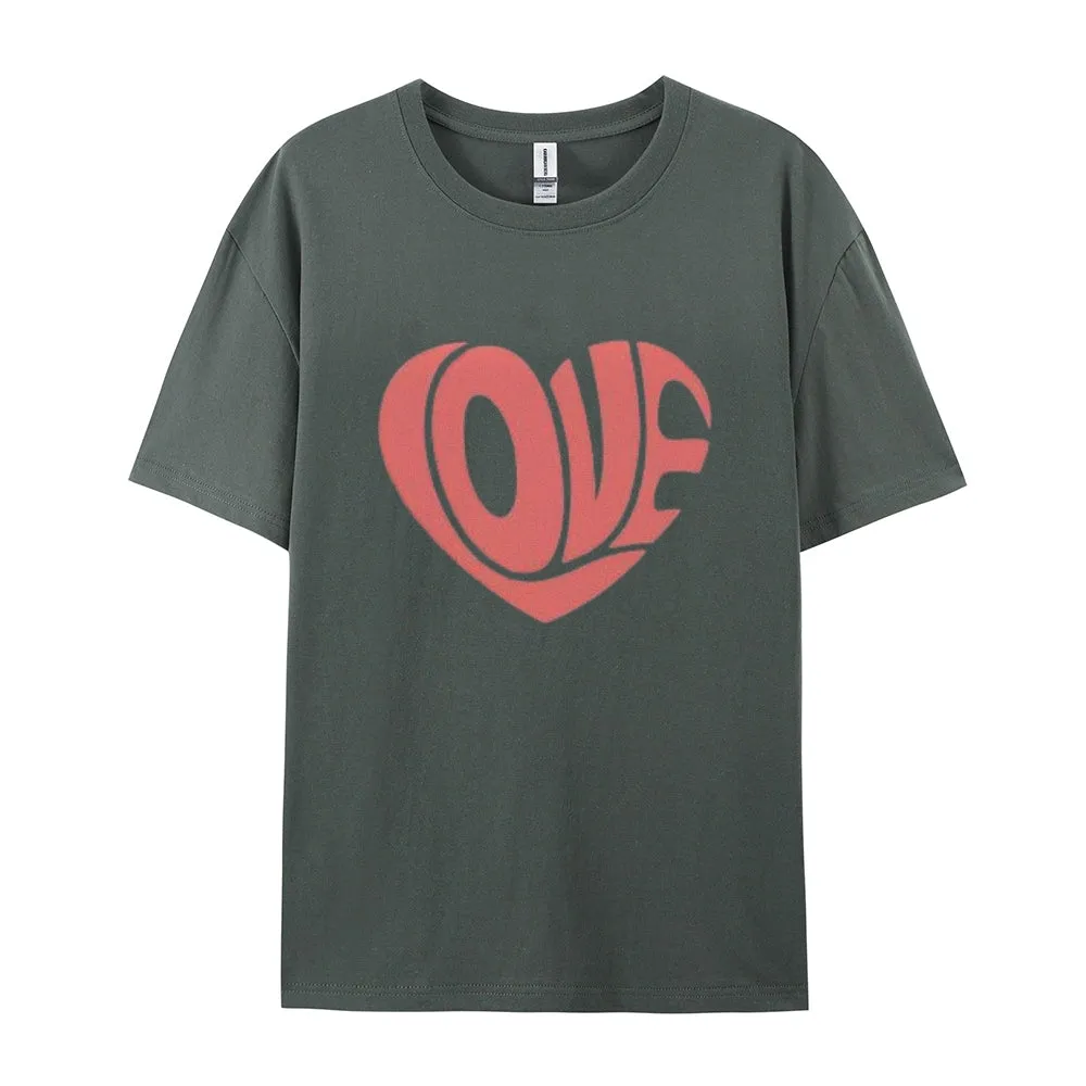 Women Love Pink Heart Valentine's Day Print  Graphic T-shirt