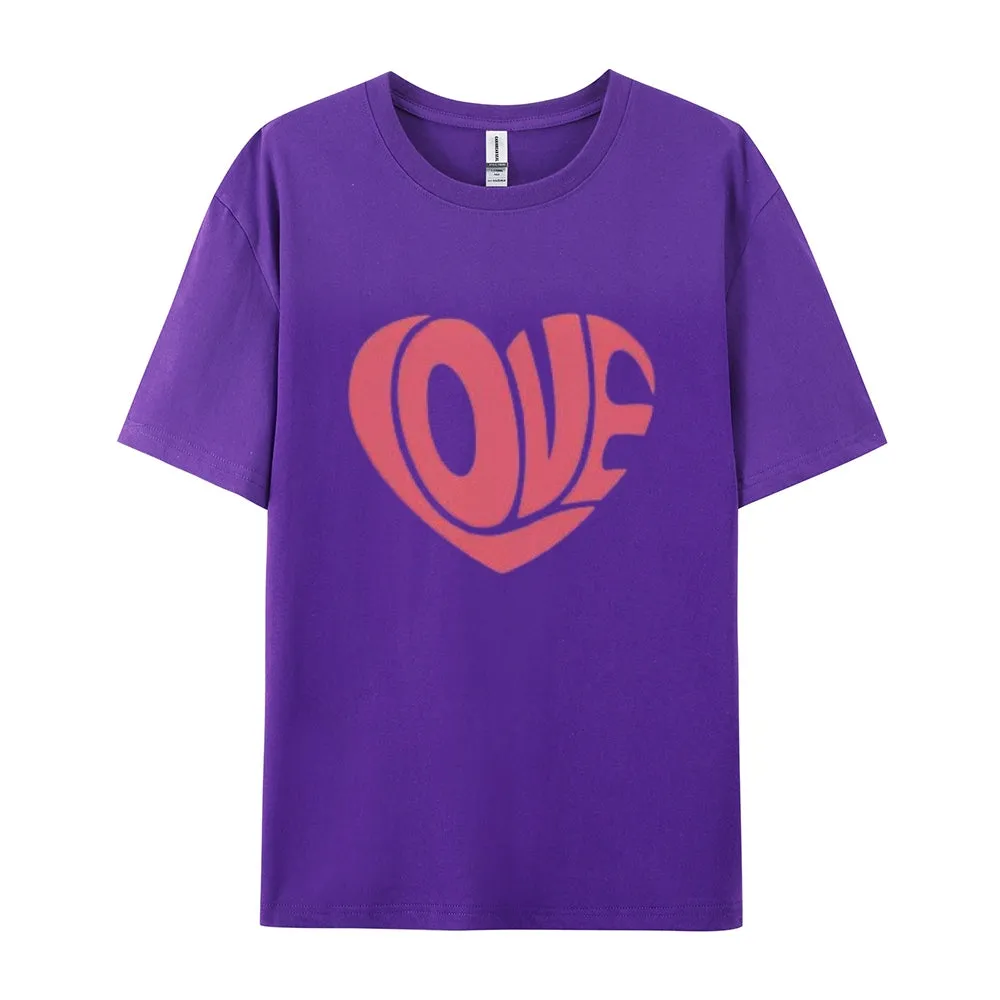 Women Love Pink Heart Valentine's Day Print  Graphic T-shirt