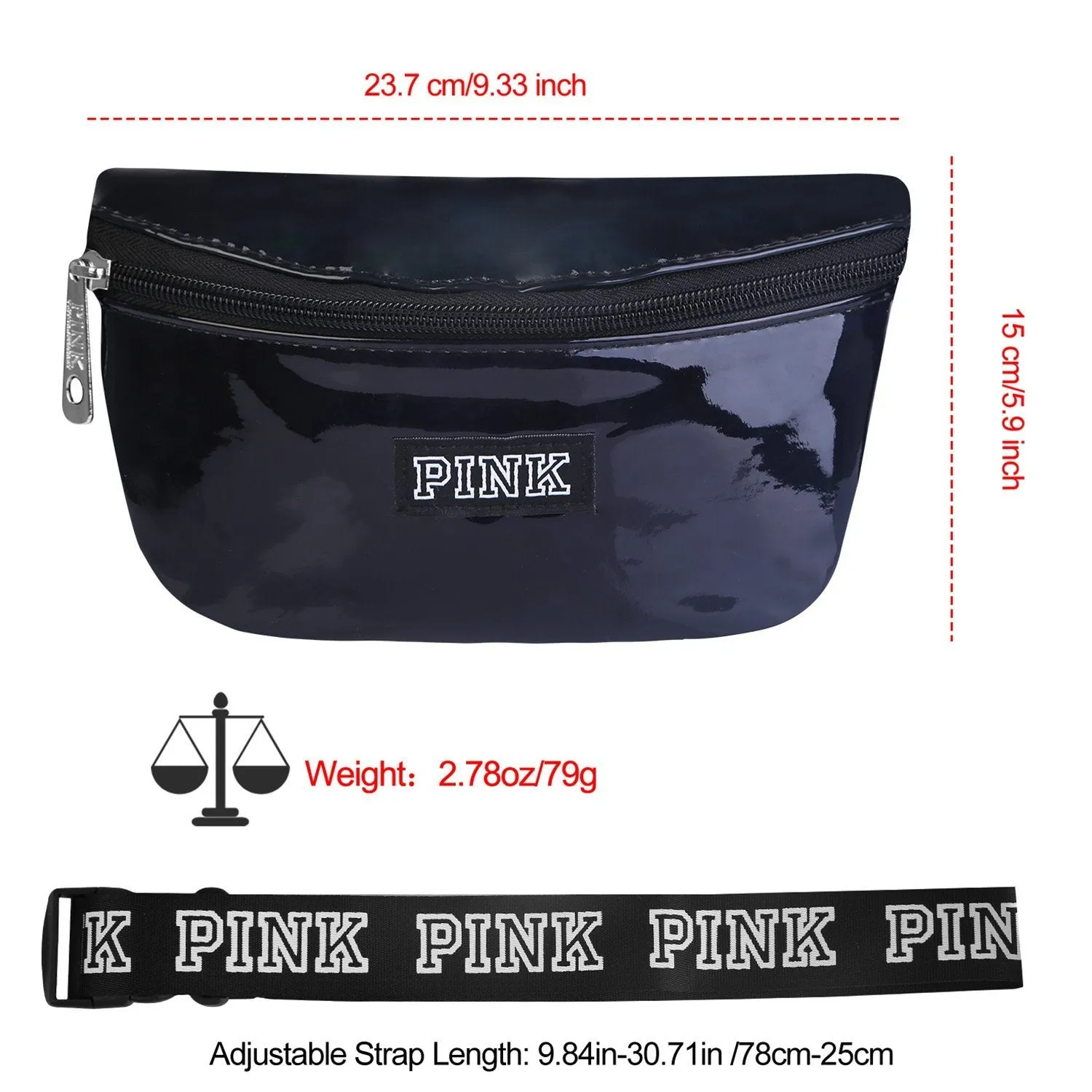 Women Shiny Leather Waist Pack Bag