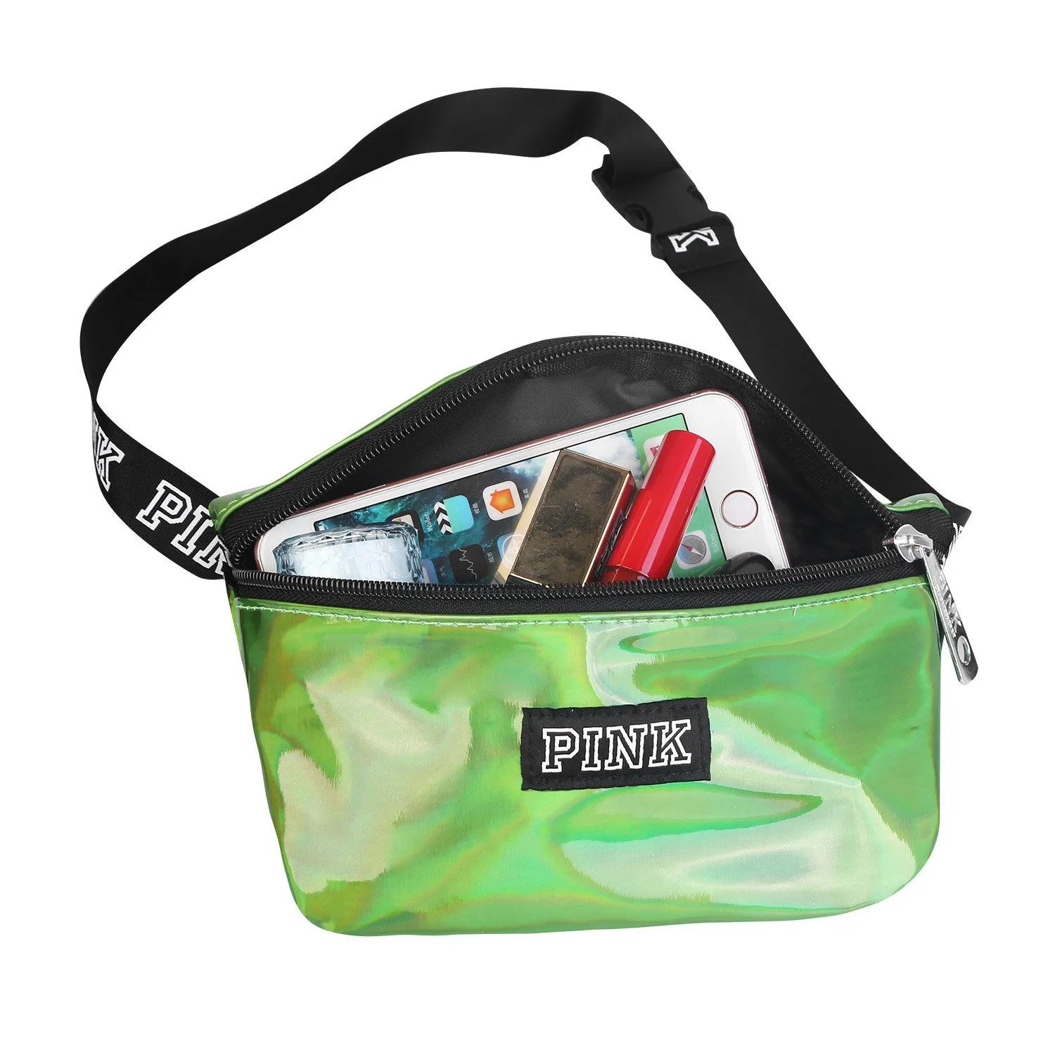 Women Shiny Leather Waist Pack Bag