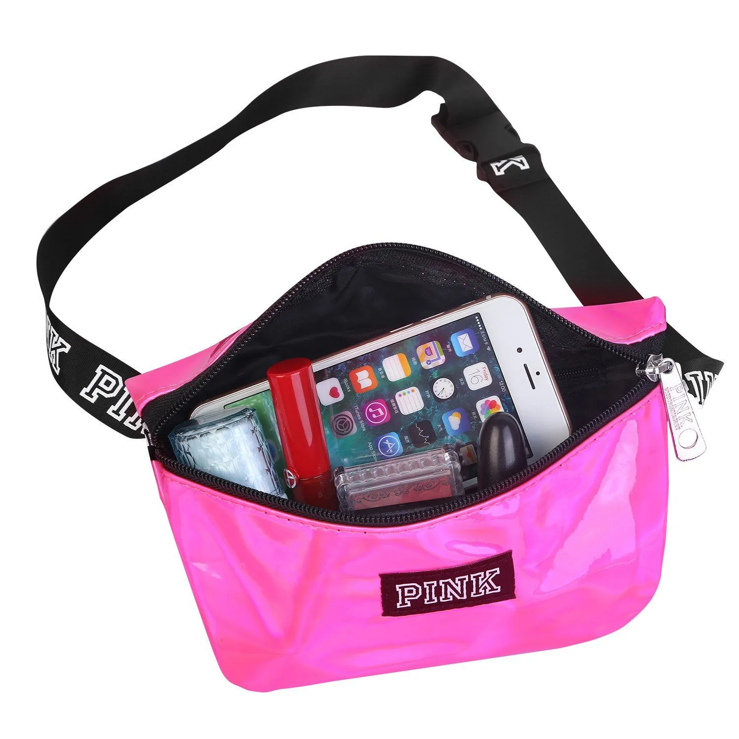 Women Shiny Leather Waist Pack Bag