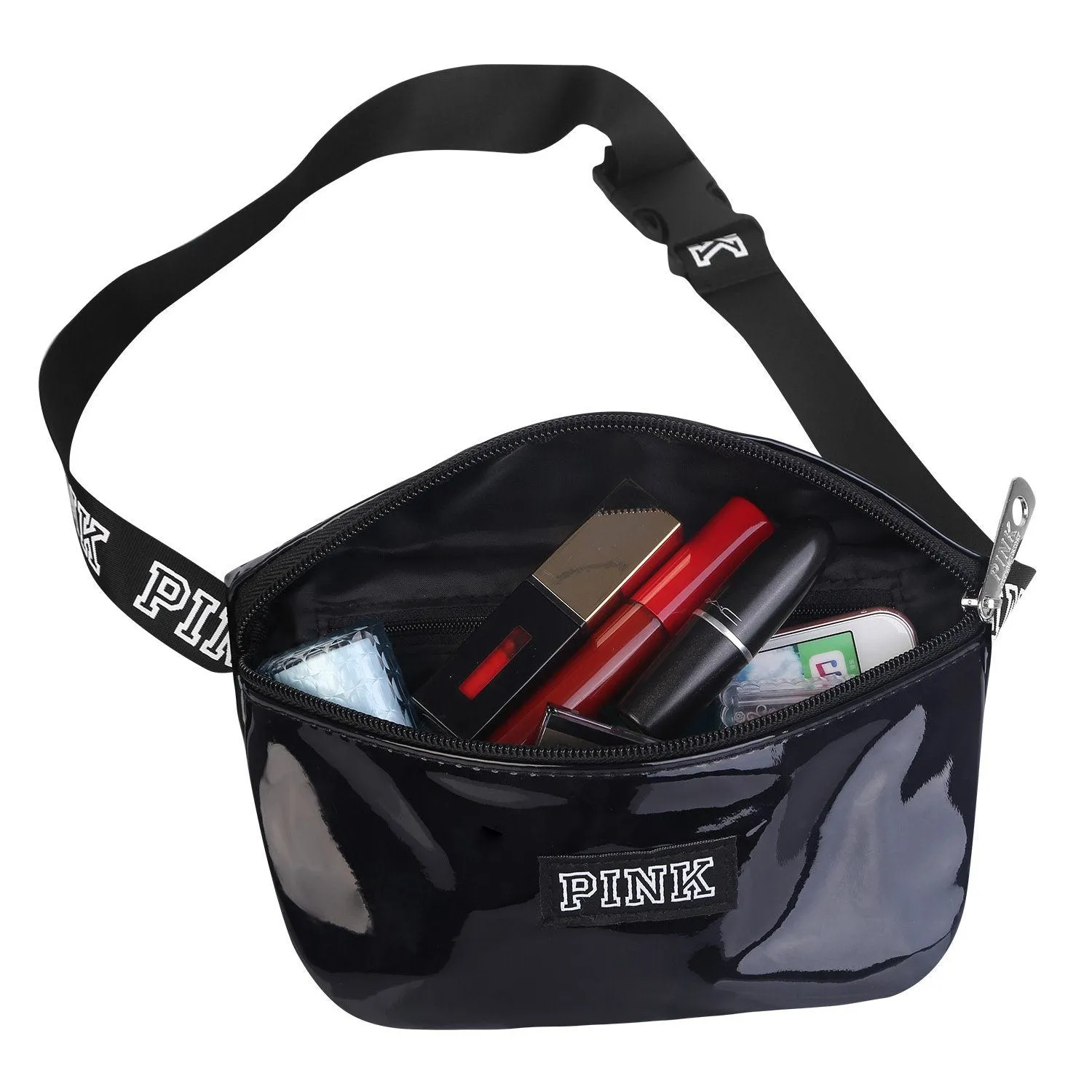 Women Shiny Leather Waist Pack Bag